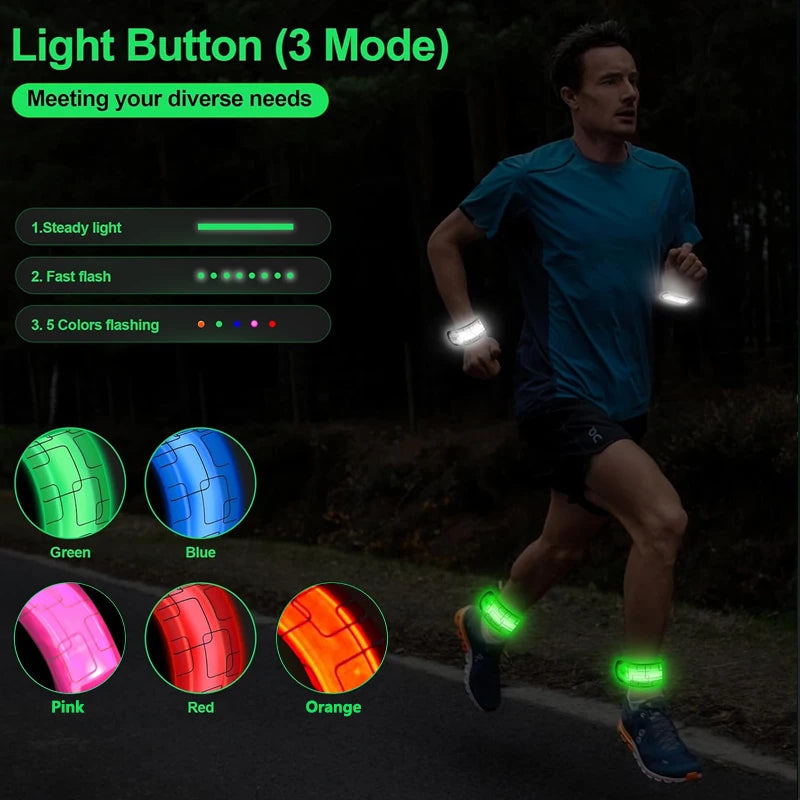 Night Running Armband LED Light Band Cycling Safety Armband Outdoor Sports Safety Arm Belt Leg Warning Rechargeable Wristband