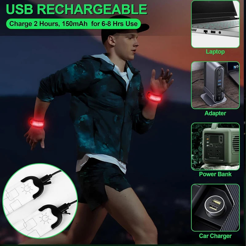 Night Running Armband LED Light Band Cycling Safety Armband Outdoor Sports Safety Arm Belt Leg Warning Rechargeable Wristband